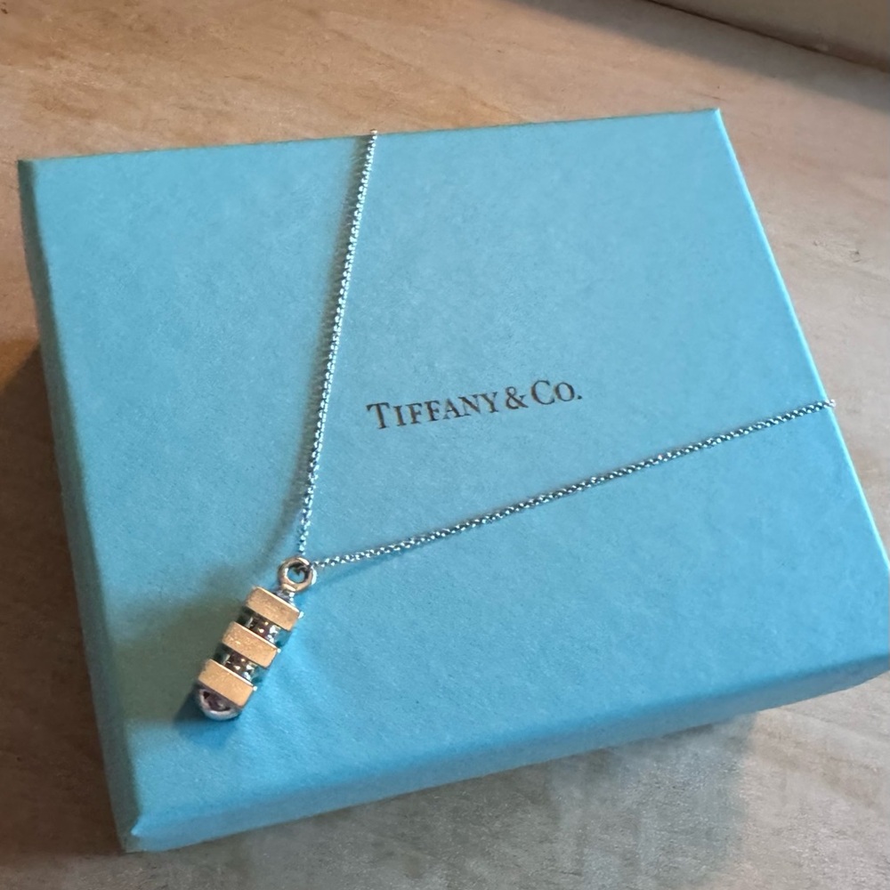Authentic TIFFANY & CO RARE Block Pendent Necklace